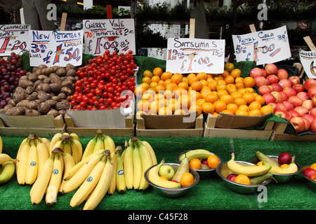 Fruit & vegetables on a market stall in the U.K. Stock Photo