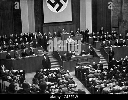 Hitler speaks at the opening session of the Reichstag 1933 Stock Photo