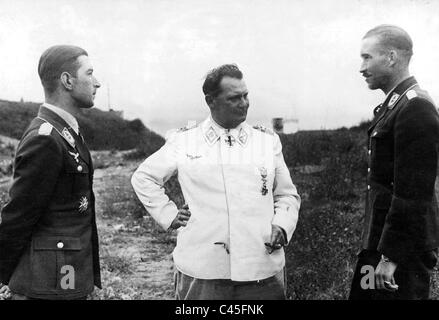 Hermann Goering with Werner Moelders and Adolf Galland, 1940 Stock Photo