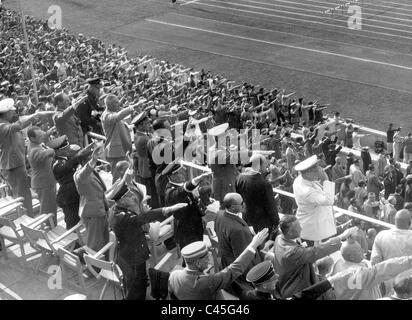 Nazi salute at the Olympic Games in Berlin 1936 Stock Photo