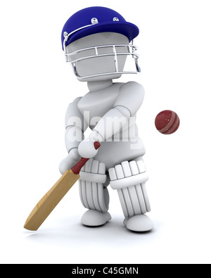 3d render of a man playing cricket Stock Photo