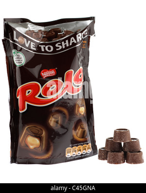 Opened bag of Nestle Rolo chocolates Stock Photo