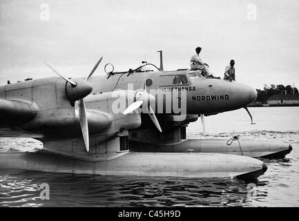 Flying Boat HA 139 'North Sea' of Blohm und Voss Aircraft GmbH on the waters, 1937 Stock Photo