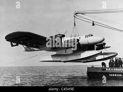 Flying Boat HA 139 'North Sea' of Blohm und Voss Aircraft GmbH on the waters, 1937 Stock Photo