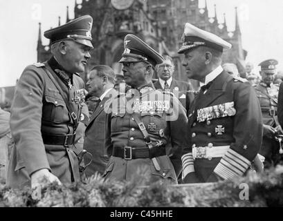 Werner von Blomberg Werner von Fritsch and Erich Raeder during a parade, 1936 Stock Photo