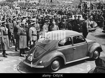 Adolf Hitler and Ferdinand Porsche with a KdF-car, 1938 Stock Photo