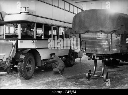 Mobile gas fuel station in Berlin, 1937 Stock Photo