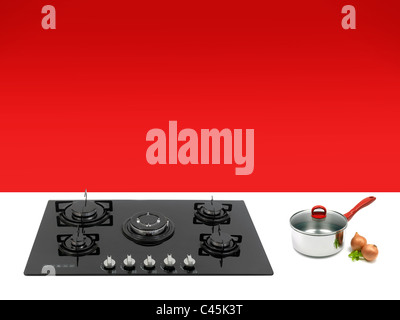 A kitchen cooktop on a kitchen bench Stock Photo