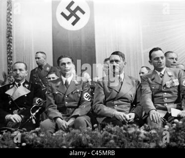 Dietrich, Frank, Hitler and Henlein at a mass rally in Liberec, 1938 Stock Photo