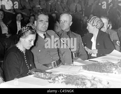 Rudolf Hess and Gertrud Scholtz-Klink at the rally of the National Socialist Women's League in Berlin, 1935 Stock Photo