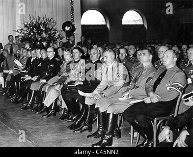 Rudolf Hess, Gustav Scheel and Bernhard Rust during the Reich Party Congress in Nuremberg, 1938 Stock Photo