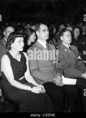 Rudolf Hess with Baldur von Schirach and with his wife Henriette in Berlin, 1938 Stock Photo