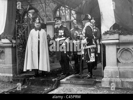 Friedrich August III, Alfred von Tirpitz and August von Mackensen in Gdansk, 1912 Stock Photo