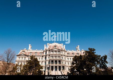 The Eisenhower Executive Office Building (also known as the Old Executive Office Building) next to the White House in downtown Washington DC. The building provides office space for many White House staffers and other government workers. Stock Photo