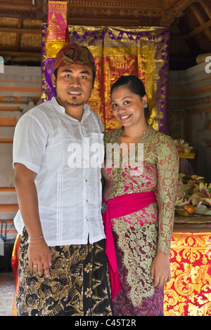 A newly wed BALINESE COUPLE - UBUD, BALI, INDONESIA Stock Photo