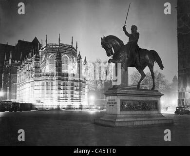Henry VII Chapel at Westminster Abbey in London by night, 1935 Stock Photo