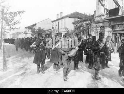 Serbian infantry after the outbreak of the First World War, 1914 Stock Photo