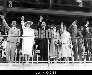 Reich Minister Dr. Josef Goebbels with wife Magda Goebbels and NS VIPs at the Avus race Stock Photo