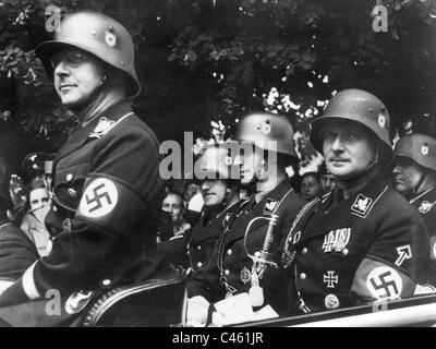 Heinrich Himmler, Karl Wolff, Reinhard Heydrich, August Heissmayer, 1938 Stock Photo