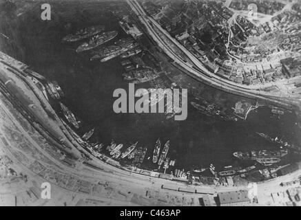 Aerial photo of the harbor of Sevastopol, 1918 Stock Photo