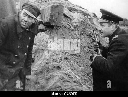 Second World War: German railwaymen fighting partisans in occupied Soviet Union Stock Photo