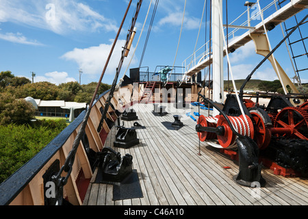 Deck of Cheynes IV Whalechaser ship at Whale World museum. Frenchman Bay, Albany, Western Australia, Australia Stock Photo