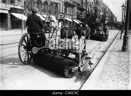 Street cleaning in Berlin, 1925 Stock Photo