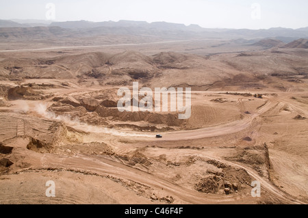 Aerial photograph of a quarry in the Ramon Crater Stock Photo