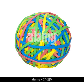 Multi-colored ball of rubber bands, includes clipping path Stock Photo