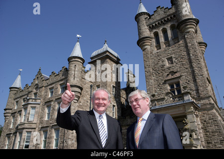 Irish Deputy Prime Minister Eamon Gilmore is greeted by Northern Ireland's Deputy First Minister Martin McGuinness Stock Photo
