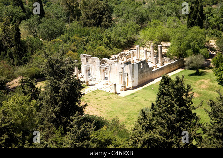 Aerial photograph of the ancient synagogue of Baram in the Upper Galilee Stock Photo