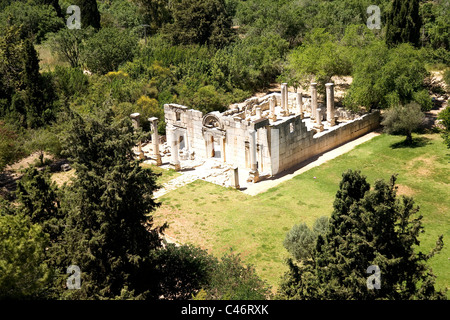 Aerial photograph of the ancient synagogue of Baram in the Upper Galilee Stock Photo