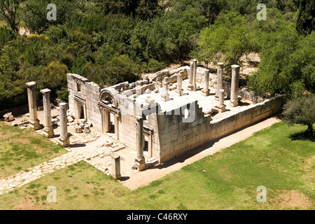Aerial photograph of the ancient synagogue of Baram in the Upper Galilee Stock Photo