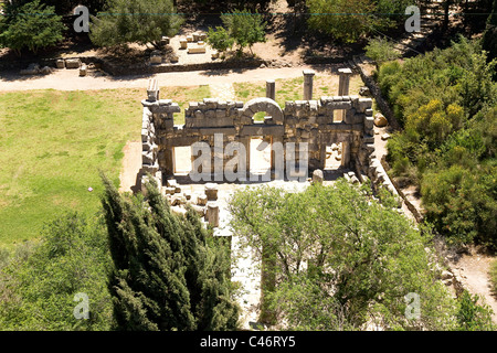 Aerial photograph of the ancient synagogue of Baram in the Upper Galilee Stock Photo