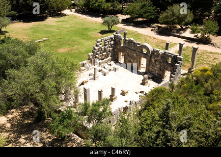 Aerial photograph of the ancient synagogue of Baram in the Upper Galilee Stock Photo