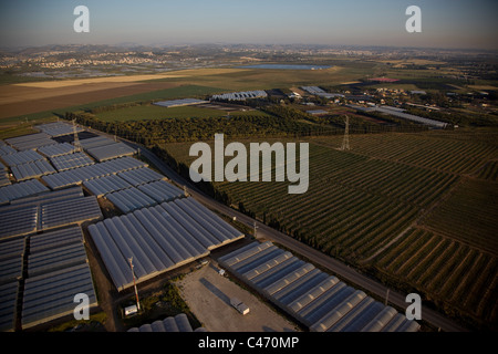 Aerial photograph of the agriculture fields of the Sharon Stock Photo