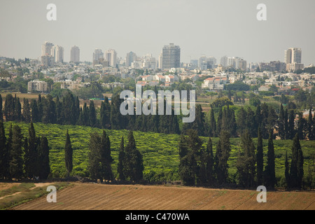 Aerial photograph of the agriculture fields of the Sharon Stock Photo