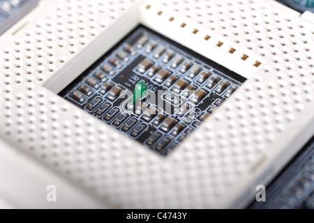 white CPU Socket on a mainboard Stock Photo