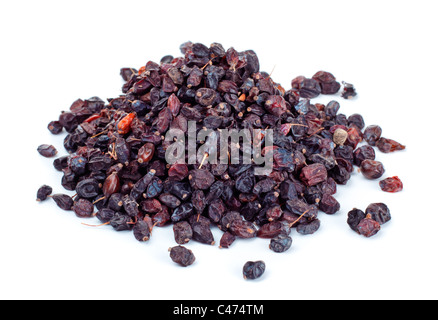 black dry barberry isolated on white background Stock Photo