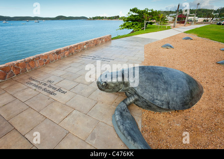 Sea turtle sculpure on the Victoria Parade foreshore. Thursday Island, Torres Strait Islands, Queensland, Australia Stock Photo