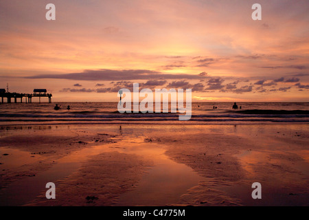 Sunset at Pier 60 at Clearwater Beach, FL Stock Photo