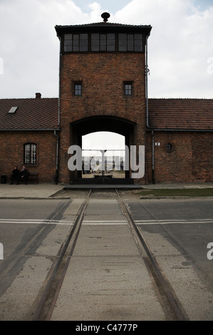 Entrance to Auschwitz-Birkenau, Poland Stock Photo