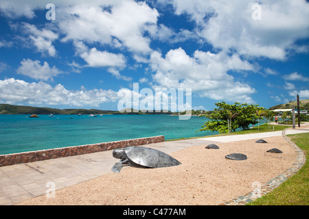 Sea turtle sculpture on the Victoria Parade foreshore. Thursday Island, Torres Strait Islands, Queensland, Australia Stock Photo