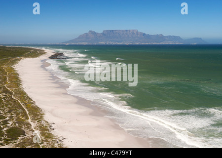 Aerial view along the coastline of the Blaauwberg nature Reserve on the west coast just north of Cape Town in South Africa. Stock Photo
