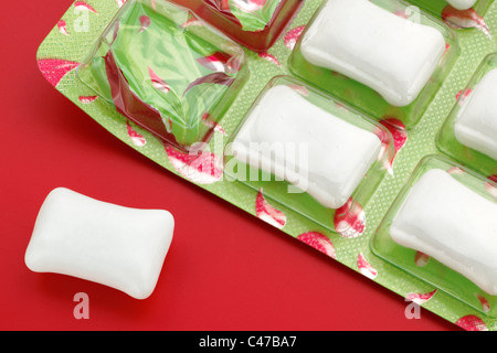 Opened packet of blister pack chewing gum Stock Photo