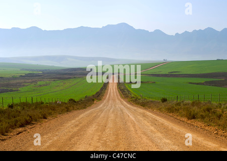 Dirt road leading to Nethercourt from the N2 highway near Caledon in South Africa's Western Cape Province. Stock Photo