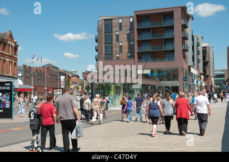 Shoppers in Bury,Greater Manchester, town centre. Stock Photo