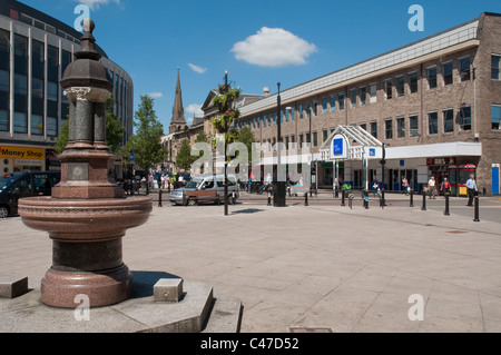 Bury town centre looking toward Mill Gate shopping centre on Market Street. Stock Photo