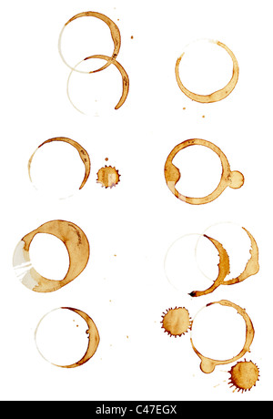 collection of various coffee stains Stock Photo