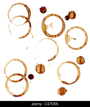 collection of various coffee stains Stock Photo